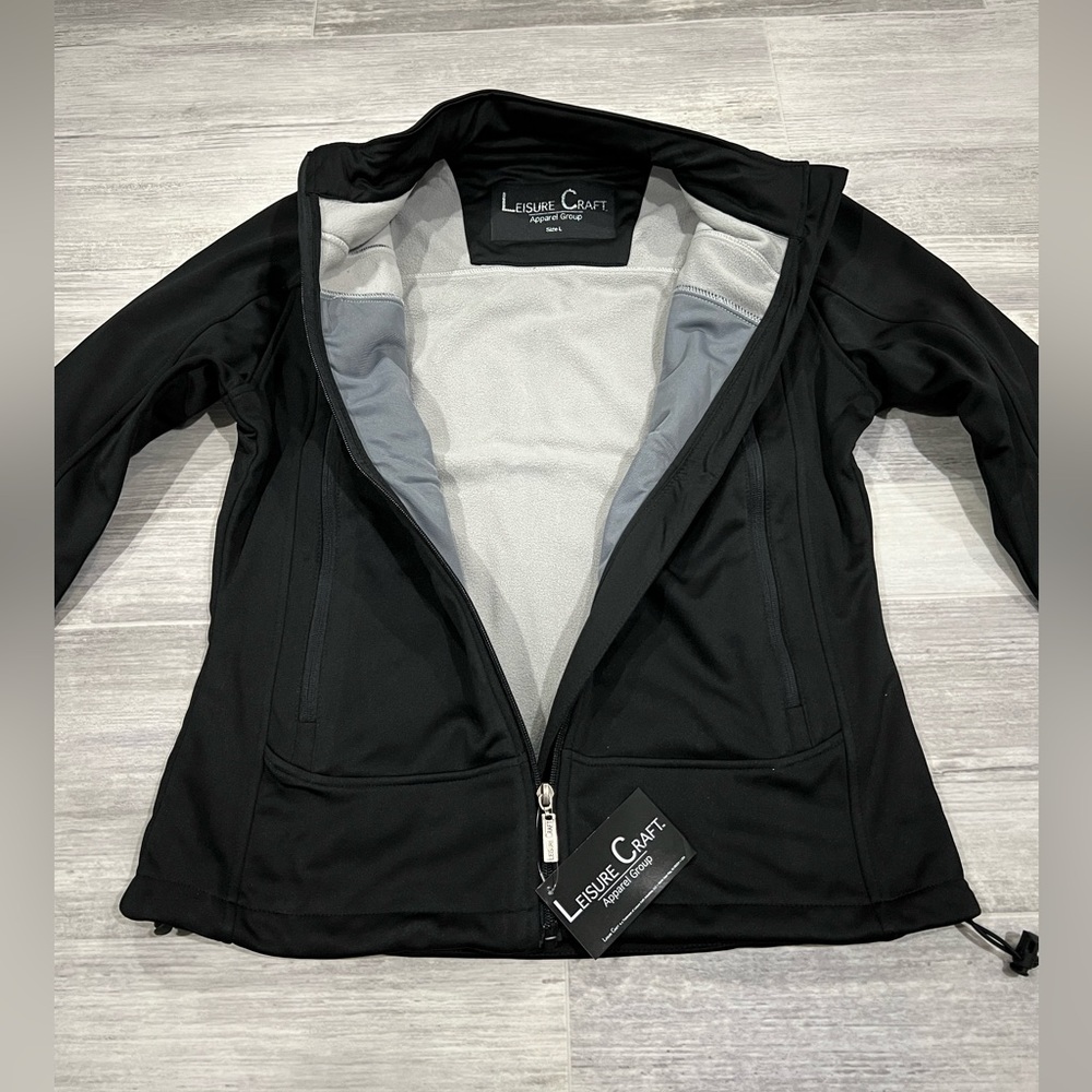 NWT LADIES SOFT SHELL JACKET LEISURE CRAFT APPAREL GROUP BLACK‎ SIZE LARGE 1405B